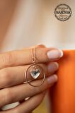 Swarovski Taşlı Halka ve Kalp Model Rose Kaplama Gümüş Crystal Kolye