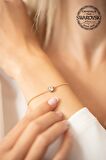 Swarovski Taşlı Tektaş Model Rose Kaplama Gümüş Crystal Bileklik