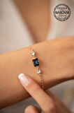 Swarovski Taşlı Baget Model Rose Kaplama Gümüş Crystal Bileklik