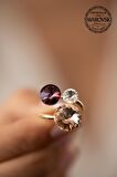 Swarovski Taşlı Üç Taş Model Rose Kaplama Gümüş Crystal Yüzük