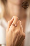Swarovski Taşlı Çift Taş Model Rose Kaplama Gümüş Crystal Yüzük