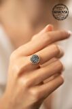 Swarovski Taşlı Yuvarlak Model Rose Kaplama Gümüş Crystal Yüzük