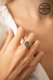 Swarovski Taşlı Yuvarlak Model Rose Kaplama Gümüş Crystal Yüzük