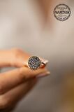 Swarovski Taşlı Yuvarlak Model Rose Kaplama Gümüş Crystal Yüzük