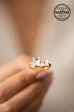 Swarovski Taşlı Baget Model Rose Kaplama Gümüş Crystal Yüzük