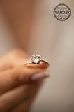 Swarovski Taşlı Tektaş Model Rose Kaplama Gümüş Crystal Yüzük