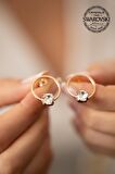Swarovski Taşlı Halka ve Tektaş Model Rose Kaplama Gümüş Crystal Küpe