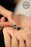 Swarovski Taşlı Baget ve Tektaş Model Rose Kaplama Gümüş Crystal Küpe