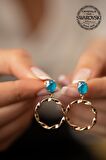 Swarovski Taşlı Halka ve Oval Model Rose Kaplama Gümüş Crystal Küpe