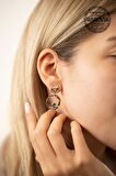 Swarovski Taşlı Çift Halka Model Rose Kaplama Gümüş Crystal Küpe