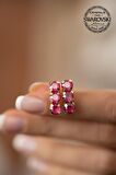 Swarovski Taşlı Üçtaş Model Rose Kaplama Gümüş Crystal Küpe
