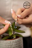Swarovski Taşlı Damla ve Mekik Model Rose Kaplama Gümüş Crystal Küpe