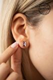 Swarovski Taşlı Baget Model Rose Kaplama Gümüş Crystal Küpe
