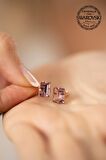 Swarovski Taşlı Baget Model Rose Kaplama Gümüş Crystal Küpe
