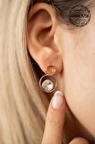 Swarovski Taşlı Çift Halka Model Rose Kaplama Gümüş Crystal Küpe