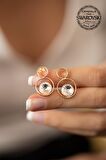 Swarovski Taşlı Çift Halka Model Rose Kaplama Gümüş Crystal Küpe