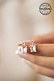 Swarovski Taşlı Tektaş ve Baget Model Rose Kaplama Gümüş Crystal Küpe