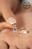 Swarovski Taşlı Tektaş ve Baget Model Rose Kaplama Gümüş Crystal Küpe