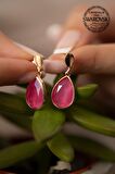Swarovski Taşlı Damla Model Rose Kaplama Gümüş Crystal Küpe