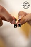 Swarovski Taşlı Baget Model Rose Kaplama Gümüş Crystal Küpe