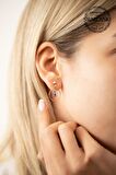 Swarovski Taşlı Halka ve Üçtaş Model Rose Kaplama Gümüş Crystal Küpe