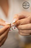 Swarovski Taşlı Halka ve Üçtaş Model Rose Kaplama Gümüş Crystal Küpe