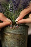 Swarovski Taşlı Halka ve Üçtaş Model Rose Kaplama Gümüş Crystal Küpe