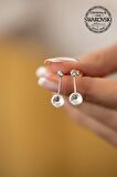 Swarovski Taşlı Çiftaş ve Çubuk Model Gümüş Crystal Küpe