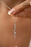 Swarovski Taşlı Oval ve Halka Model Gümüş Zirconia Kolye