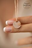 Swarovski Taşlı Yuvarlak ve Kalp Model Rose Kaplama Gümüş Zirconia Kolye