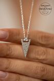 Swarovski Taşlı Üçgen Model Gümüş Zirconia Kolye