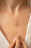 Swarovski Taşlı Kalp ve Yonca Model Rose Zirconia Kaplama Gümüş Kolye