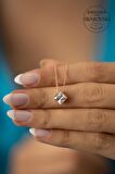 Swarovski Taşlı Kare Model Rose Kaplama Gümüş Zirconia Kolye