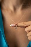 Swarovski Taşlı Küp Model Rose Kaplama Gümüş Zirconia Kolye