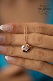 Swarovski Taşlı Daire ve Kare Model Rose Kaplama Gümüş Zirconia Kolye