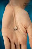Swarovski Taşlı Daire ve Kare Model Rose Kaplama Gümüş Zirconia Kolye