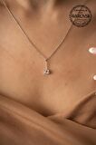 Swarovski Taşlı Çubuk ve Tektaş Model Gümüş Crystal Kolye
