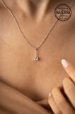 Swarovski Taşlı Çubuk ve Tektaş Model Gümüş Crystal Kolye