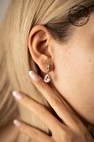 Swarovski Taşlı Damla Model Rose Kaplama Gümüş Zirconia Küpe
