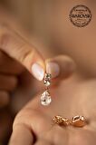 Swarovski Taşlı Damla Model Rose Kaplama Gümüş Zirconia Küpe