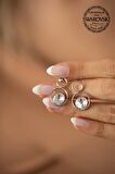 Swarovski Taşlı İki Halka Model Gümüş Crystal Küpe