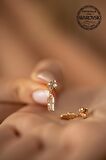 Swarovski Taşlı Tektaş ve Çubuk Model Rose Kaplama Gümüş Crystal Küpe