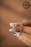 Swarovski Taşlı İki Taş Model Gümüş Crystal Küpe