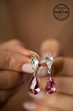 Swarovski Taşlı Çift Damla Model Gümüş Crystal Küpe