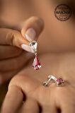 Swarovski Taşlı Çift Damla Model Gümüş Crystal Küpe