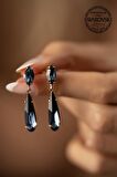 Swarovski Taşlı Mekik ve Damla Model Rose Kaplama Gümüş Crystal Küpe