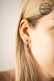 Swarovski Taşlı Halka ve Üçtaş Model Gümüş Crystal Küpe