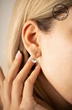 Swarovski Taşlı İki Taş ve Çubuk Model Gümüş Crystal Küpe