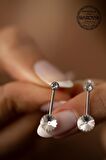 Swarovski Taşlı İki Taş ve Çubuk Model Gümüş Crystal Küpe