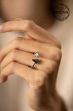 Swarovski Taşlı Damla ve Tektaş Model Gümüş Crystal Yüzük
